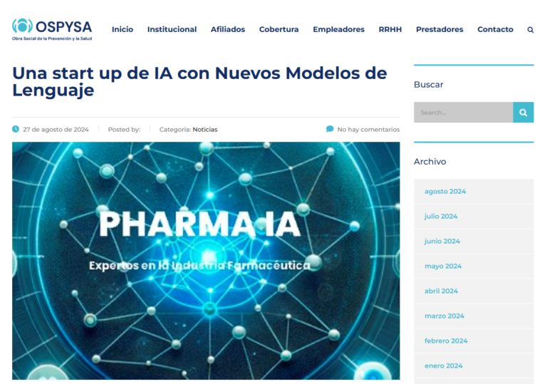 Lee más sobre el artículo Nota Pharma IA en OSPYSA